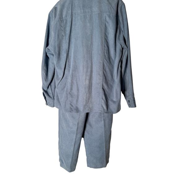 Ladies Club 2pc Baby Blue Suede  Pants Set Women's Size Large - Picture 3 of 10